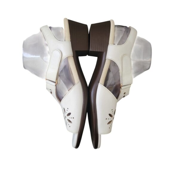 SAS White Sunburst Heel Strap Sandal Women's Sz 9.5 WW - USA Made Retail $149 - Picture 6 of 11